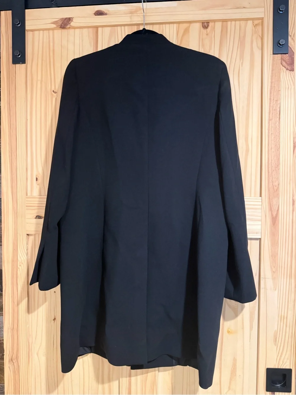 Donna Karan Black Collarless Longline Blazer with Gold Accent Size12
